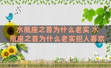 水瓶座之首为什么老实 水瓶座之首为什么老实招人喜欢